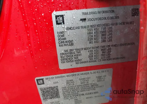 2020 Chevrolet Silverado 1500 4Wd Short Bed Lt from USA, damaged, VIN 3GCUYDED9LG181385